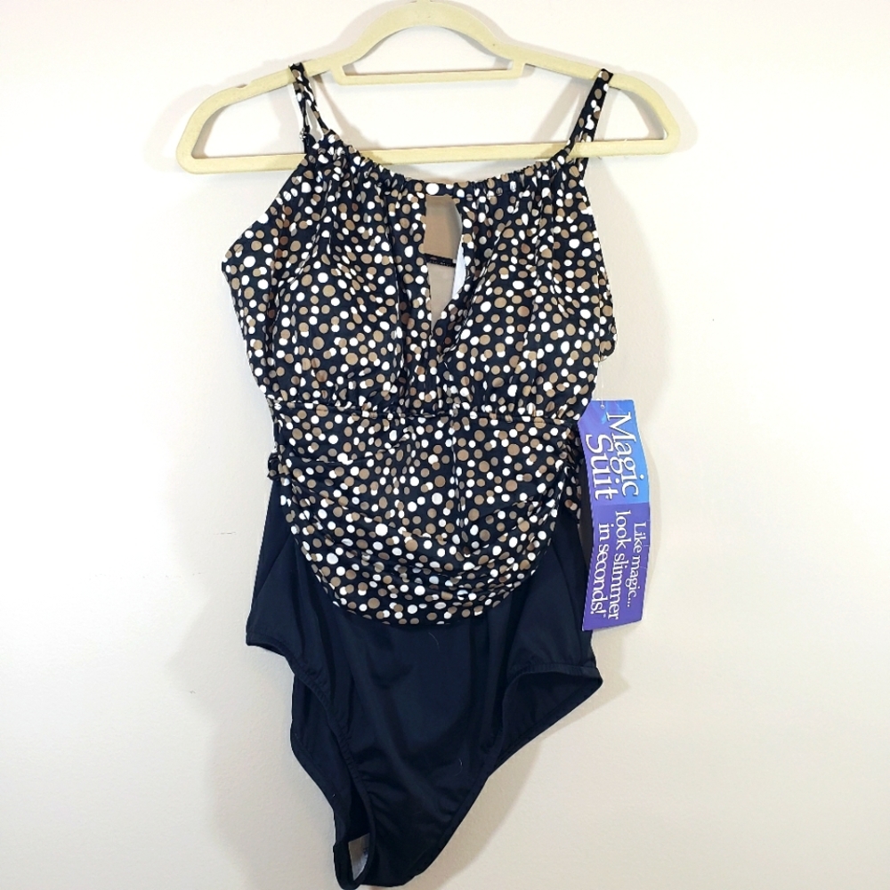 Magicsuit One piece swimsuit brown cream black Size 1X NWT